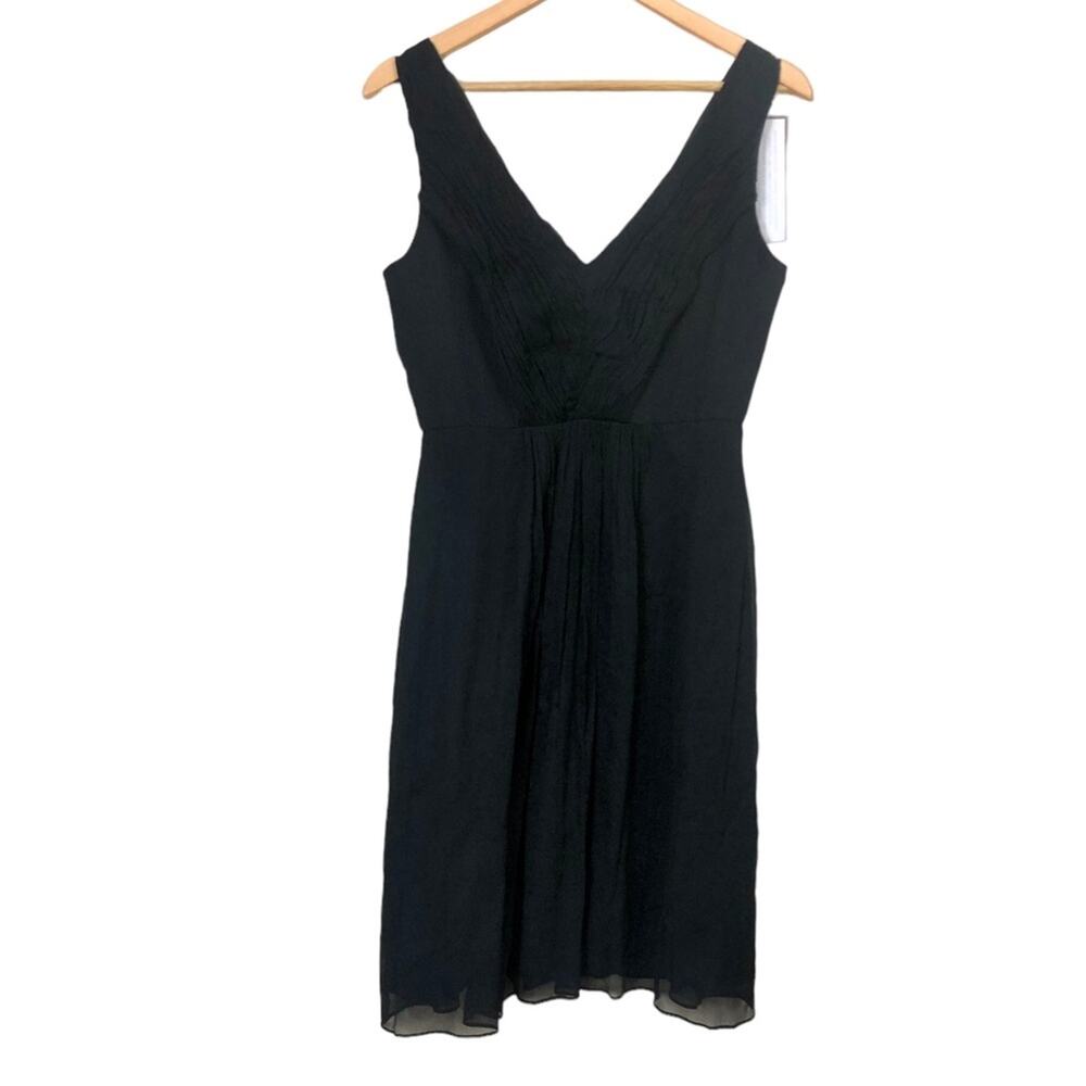 J. Crew Louisa 100% Silk Ruffled V-Neck Sleeveless Knee Length A-line Dress 4